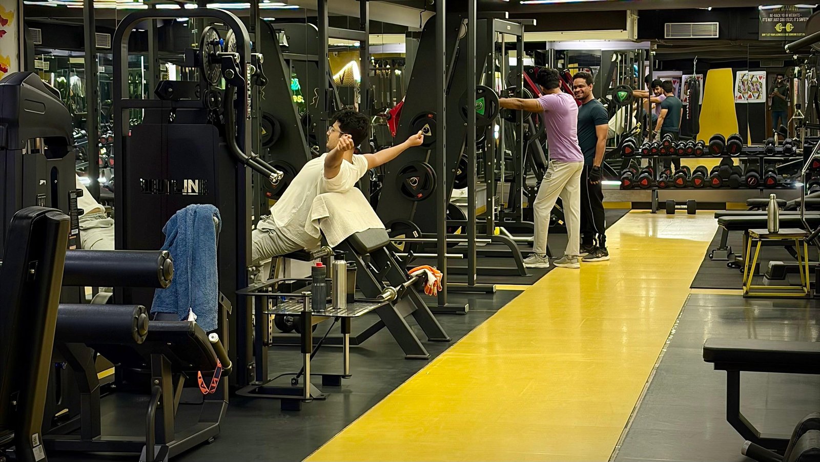 Wide view of the uncrowded main training floor